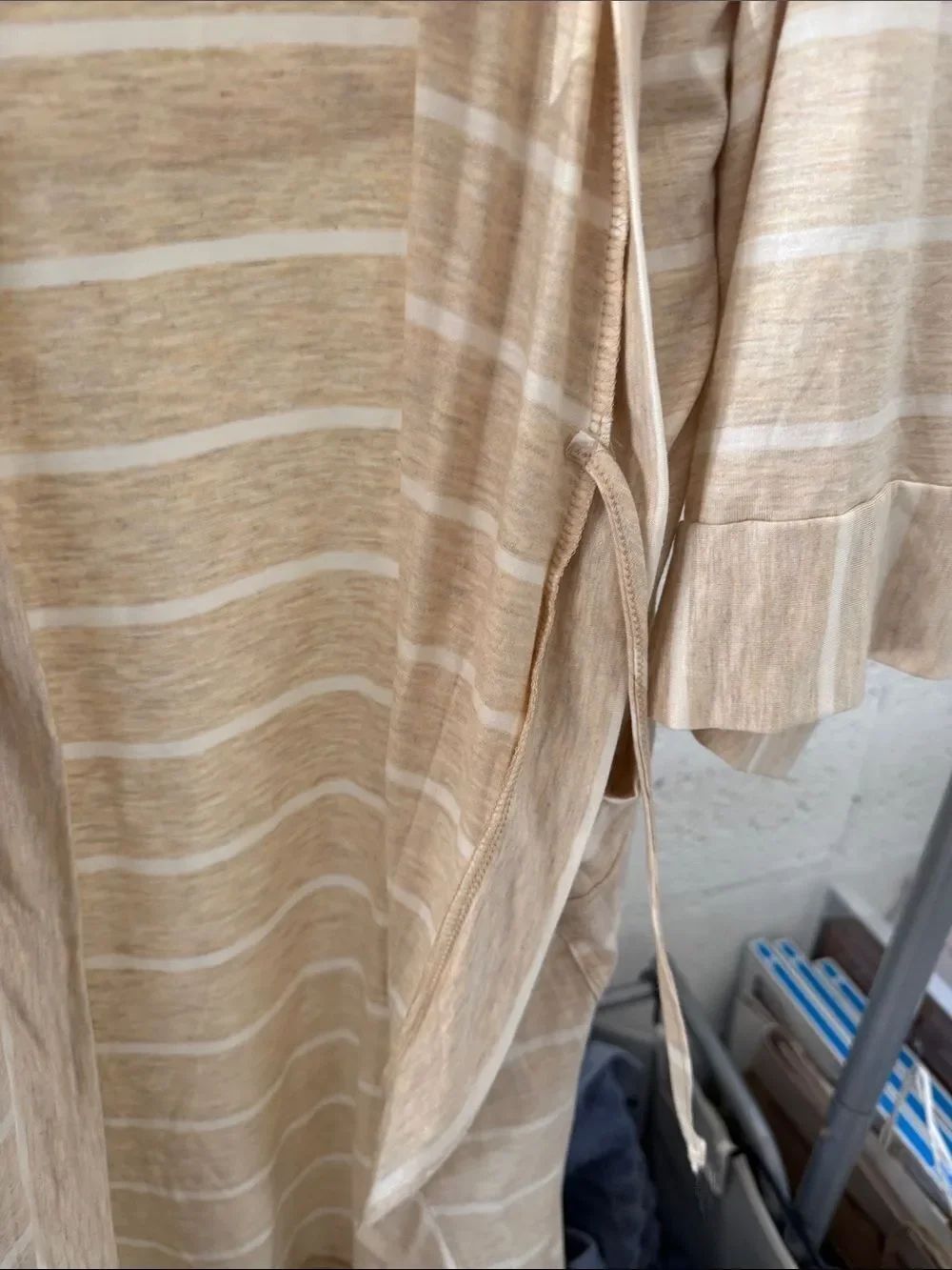 Striped Beige & White Duster Cardigan Nurtured 9 Maternity Robe - SUPER SOFT NEW - Picture 4 of 7